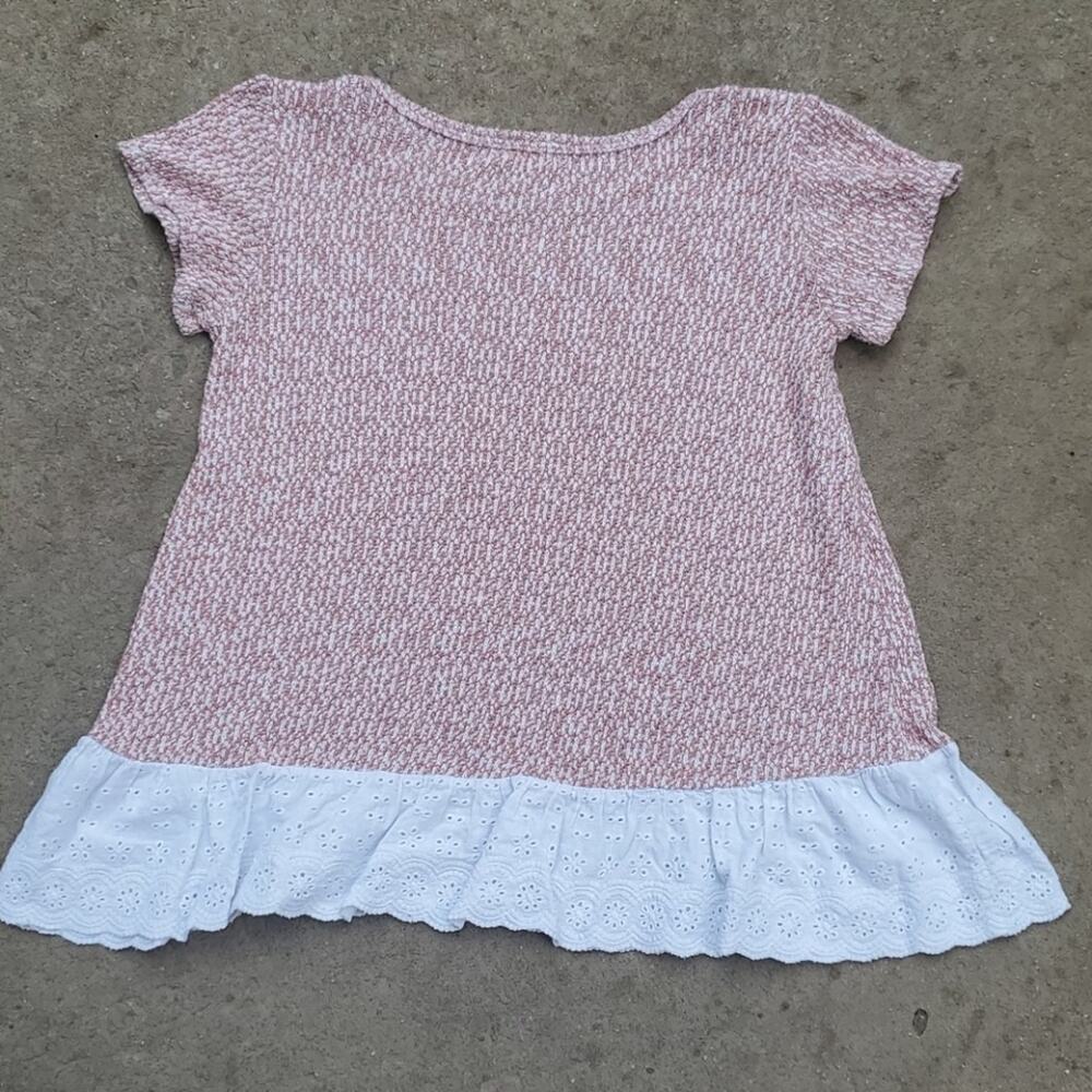 ODDY eyelet trim short sleeve sweater pink medium - Picture 3 of 3